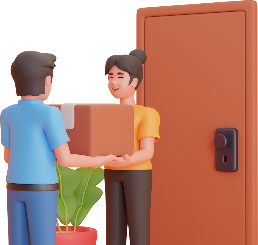 Receiving Package 3D Illustration